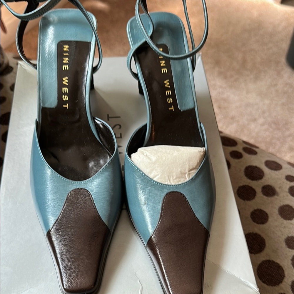 Nine West Blue and Brown Heels Classic Design
